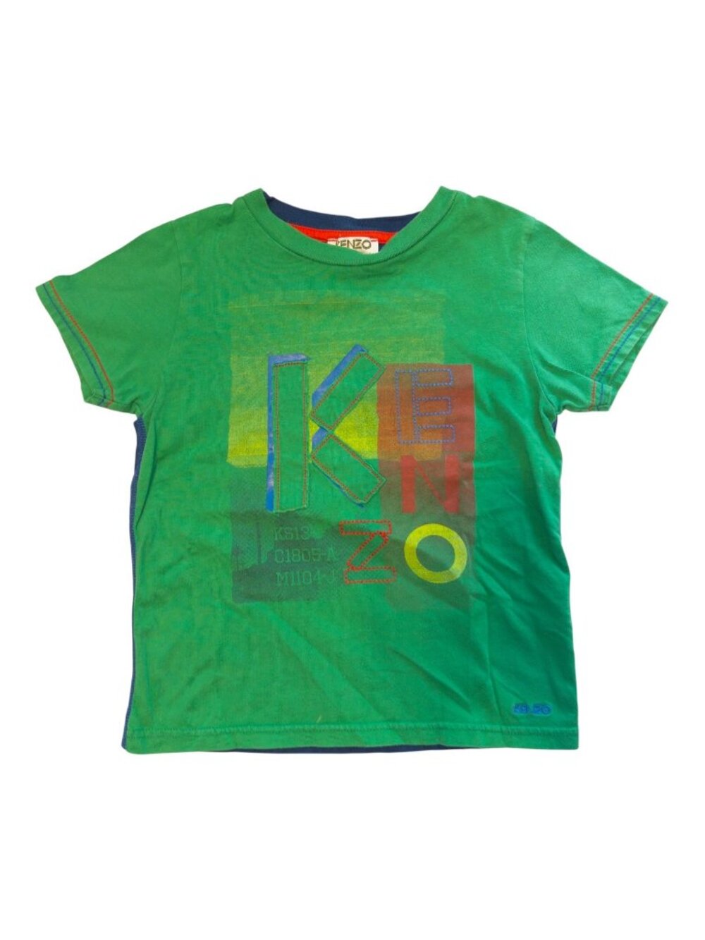 Kenzo Kids Graphic Tee 5 5A 110 100% Cotton Crew Neck Color Block T-Shirt Boys
